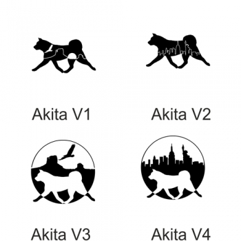 American Akita Motive (Umhängetasche V1 - Schwarz/Weiß)